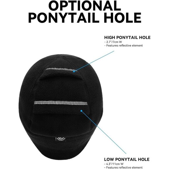 Women\'s Winter Reflective Fleece Ponytail Hat Ear Flap Running Cap